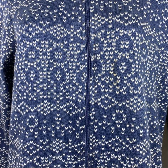 Stan Herman Size Medium Jacket Fleece Full Zip Front Blue White Print Pockets - Picture 10 of 10